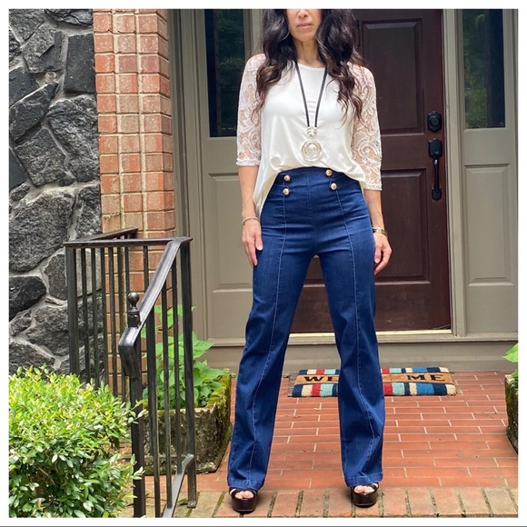 ✨LAST ONE✨BOHO CHIC WIDE LEG JEANS SAILOR PANTS - Picture 12 of 14